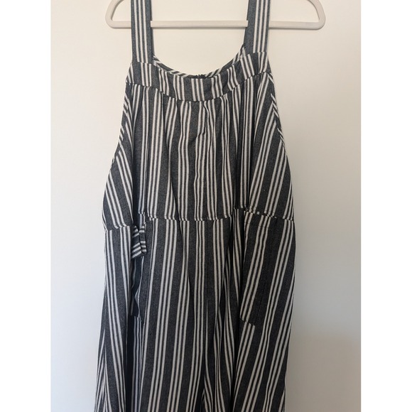 Bloomchic Womens 22-24 Black White Striped Oversized Jumpsuit w/ Pockets - Picture 2 of 7